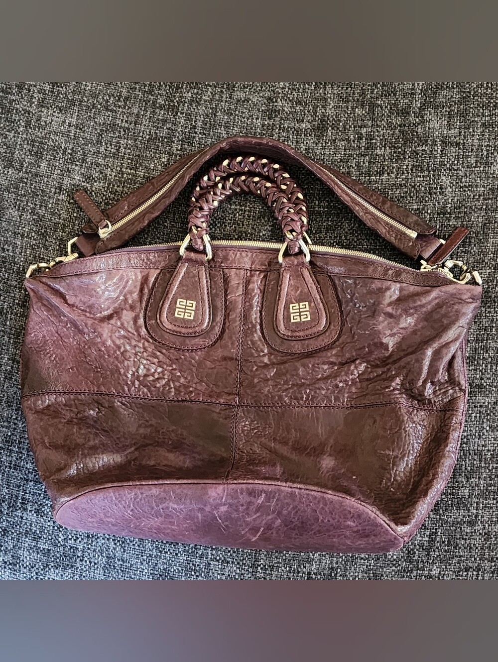 Givenchy Plum Textured Lambskin Leather Nightingale Chain Bag